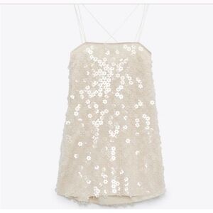 Zara floral sequins dress